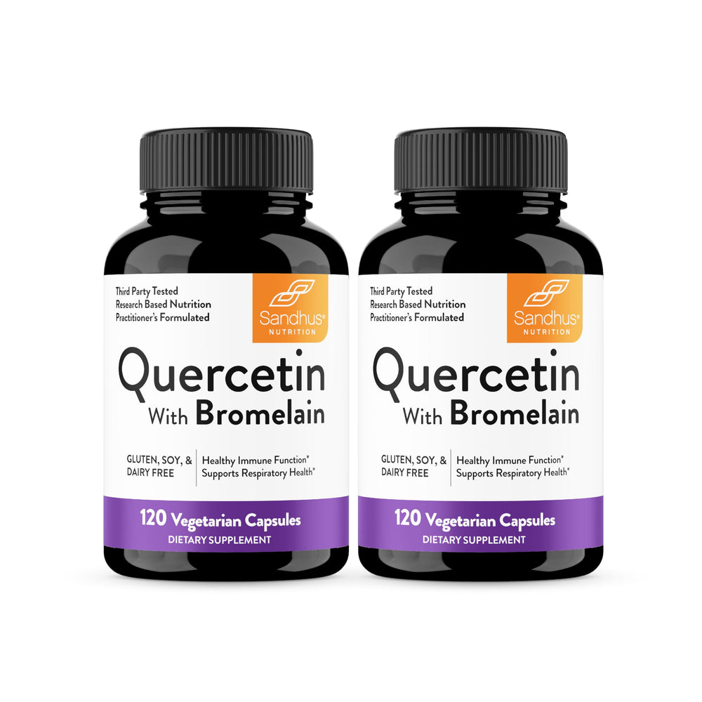 Sandhu's Quercetin with Bromelain bottle front for daily immune support