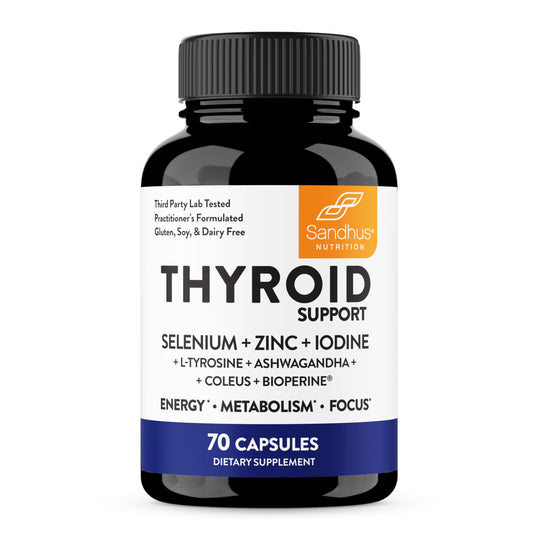 Sandhu's Thyroid Support bottle front for daily wellness