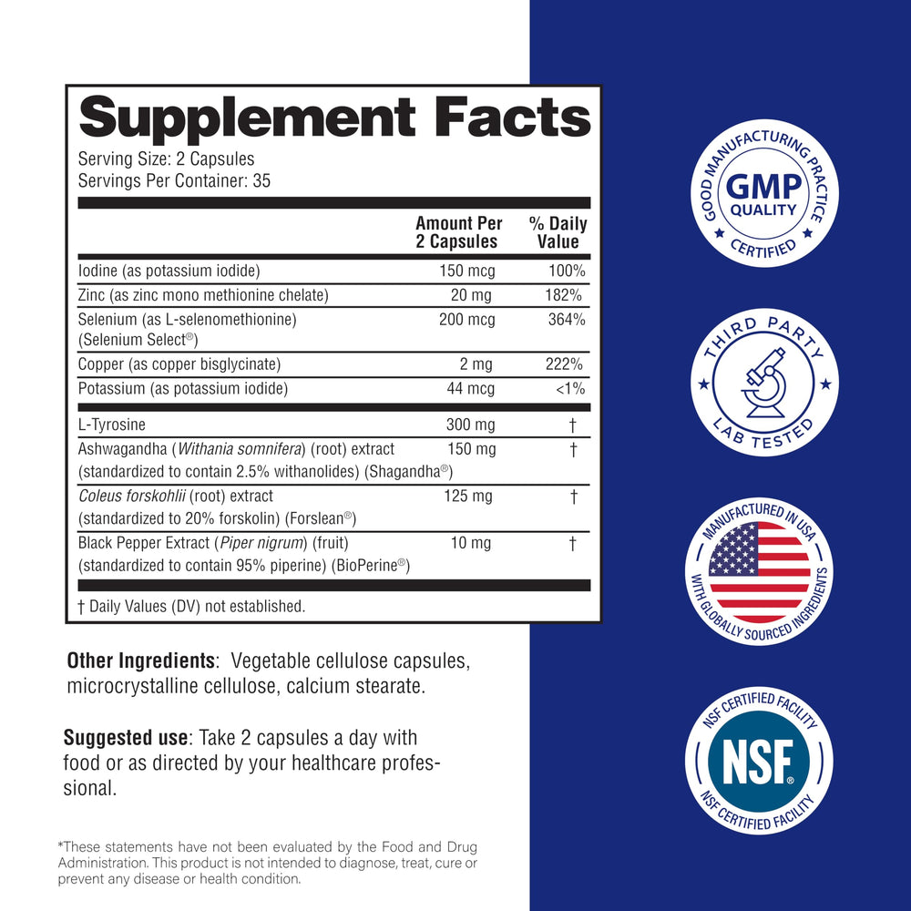 Sandhu's Thyroid Support capsules ready for daily use