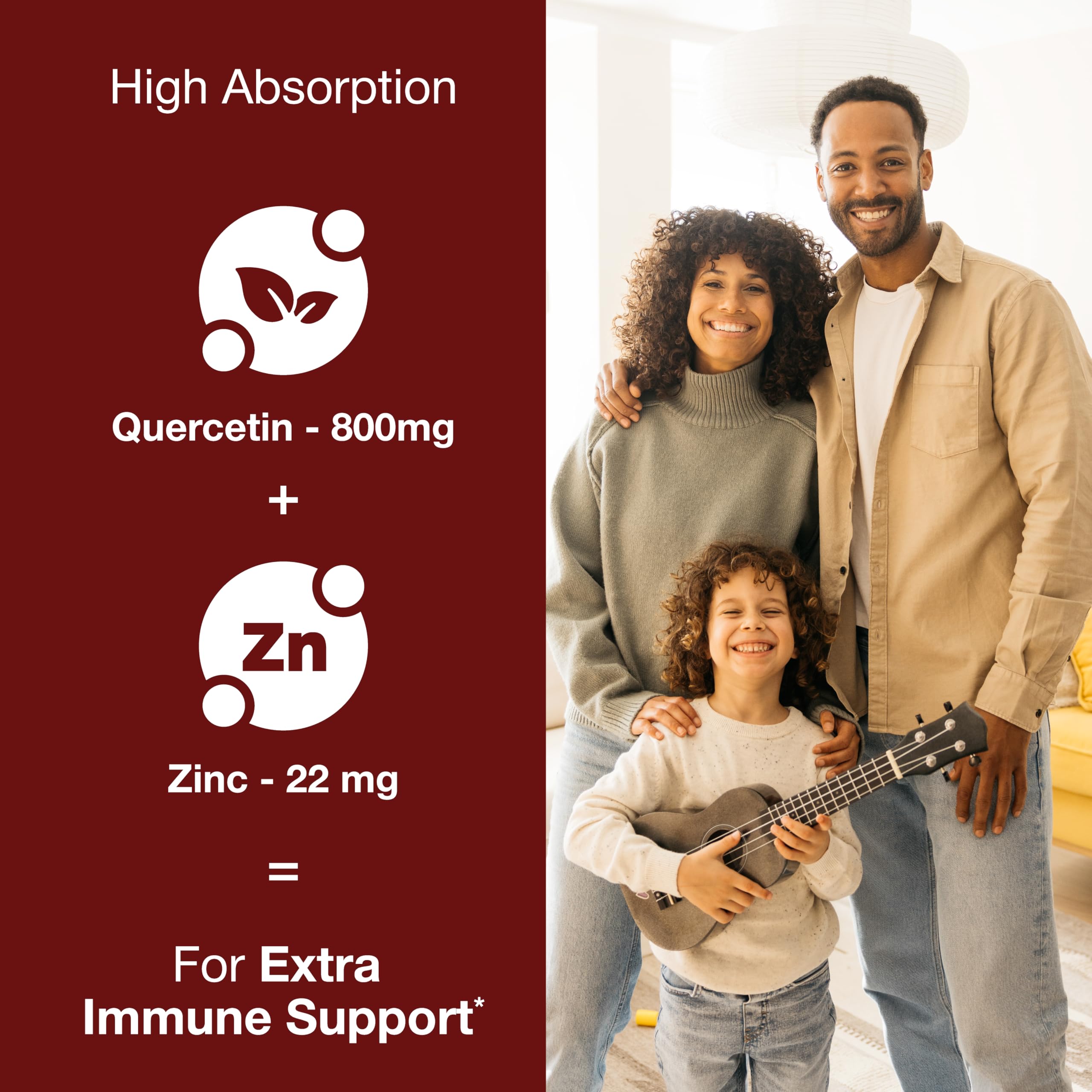Close-up of Sandhu's Zinc Quercetin capsules demonstrates the easy-to-swallow form.