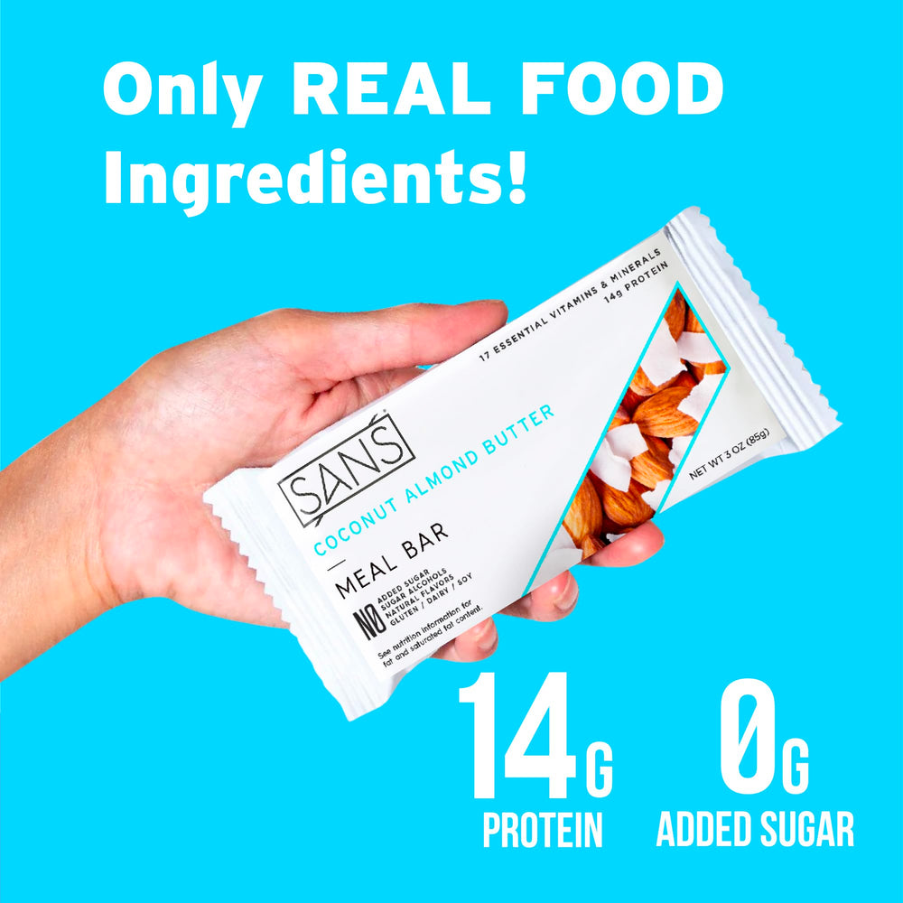 Post-workout scene with a SANS bar as a quick protein snack.