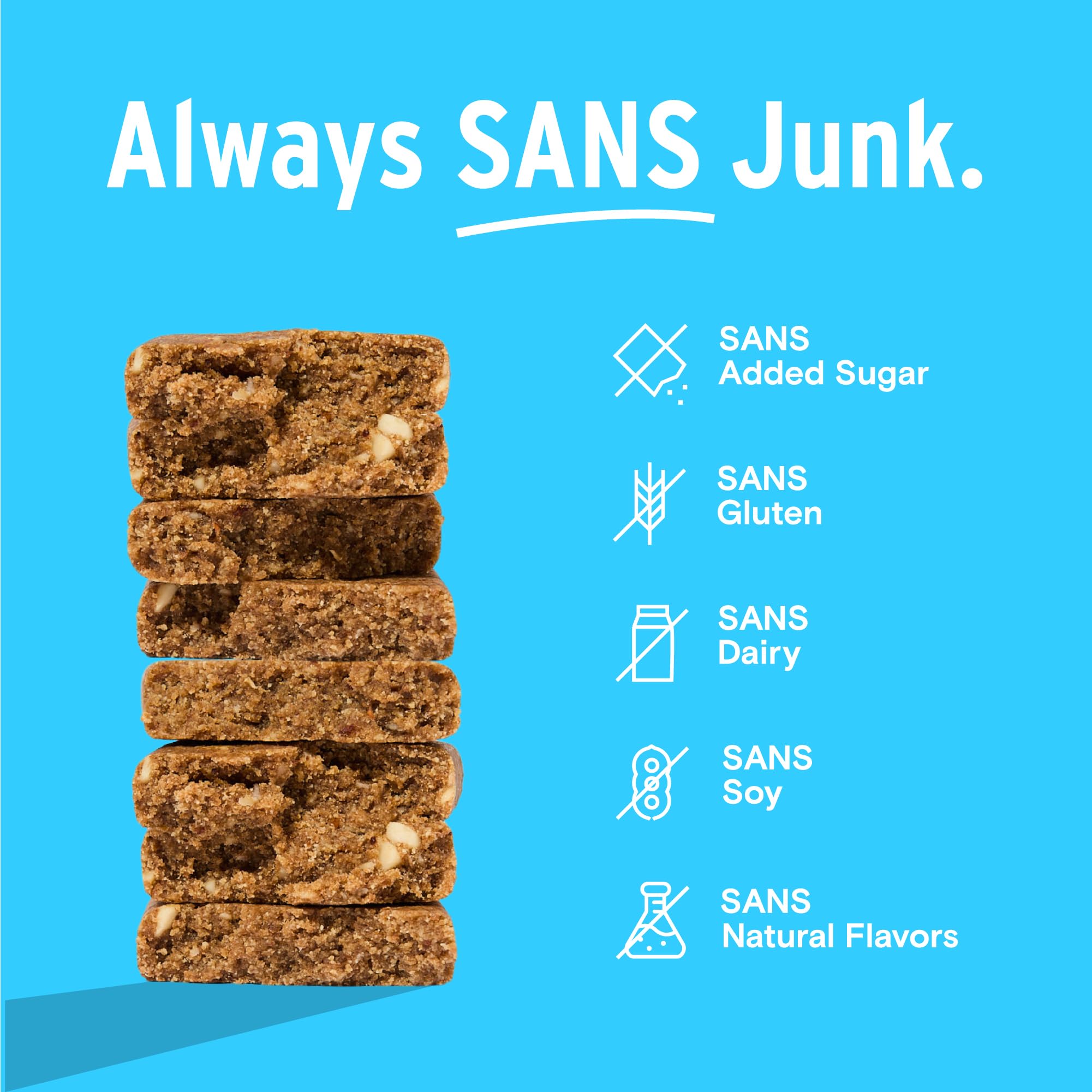 Creamy coconut almond butter swirl inside a SANS bar.