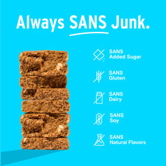 Creamy coconut almond butter swirl inside a SANS bar.