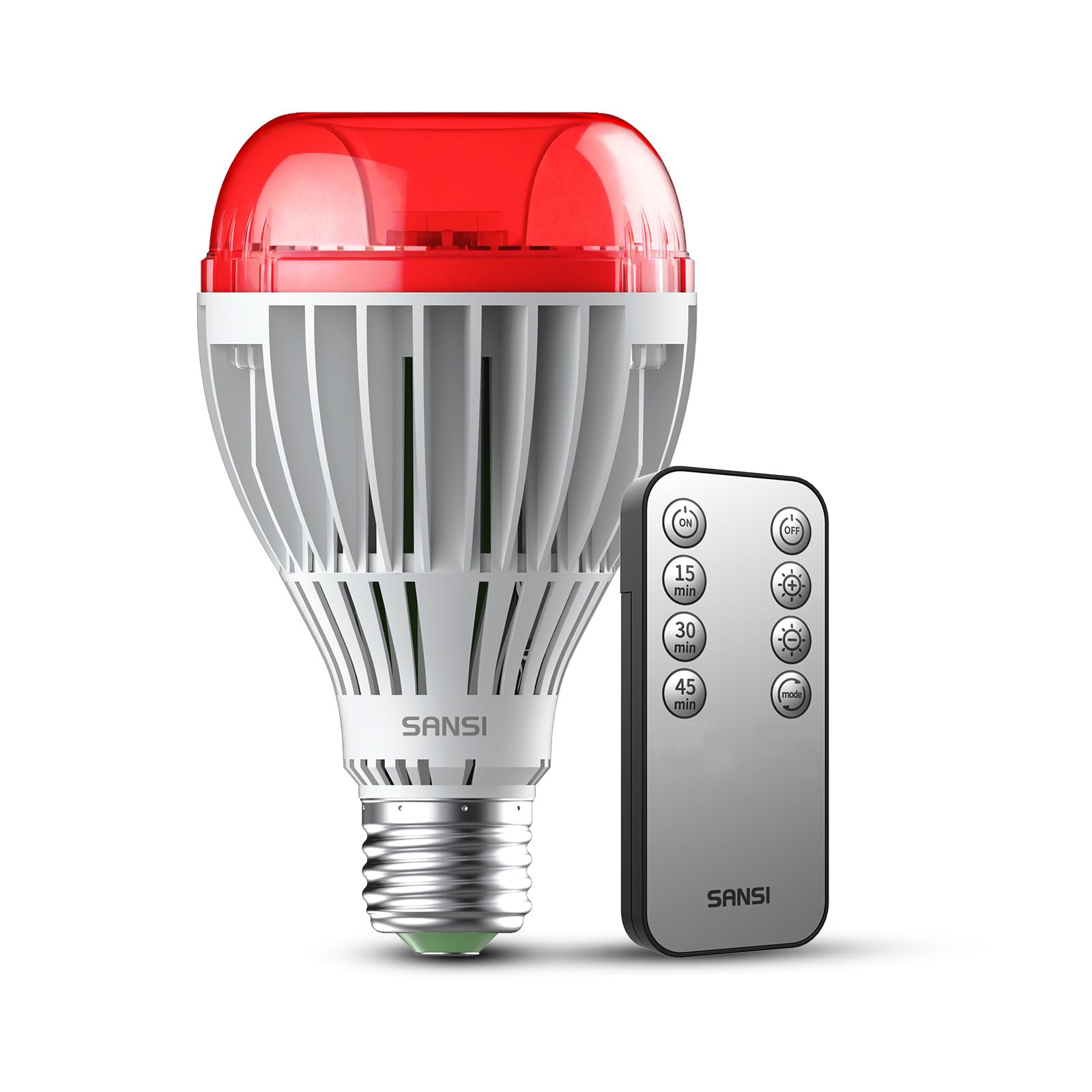 SANSI 670nm red light bulb in bedroom with remote for bed-side control.