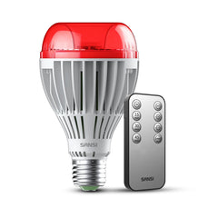 SANSI 670nm red light bulb in bedroom with remote for bed-side control.