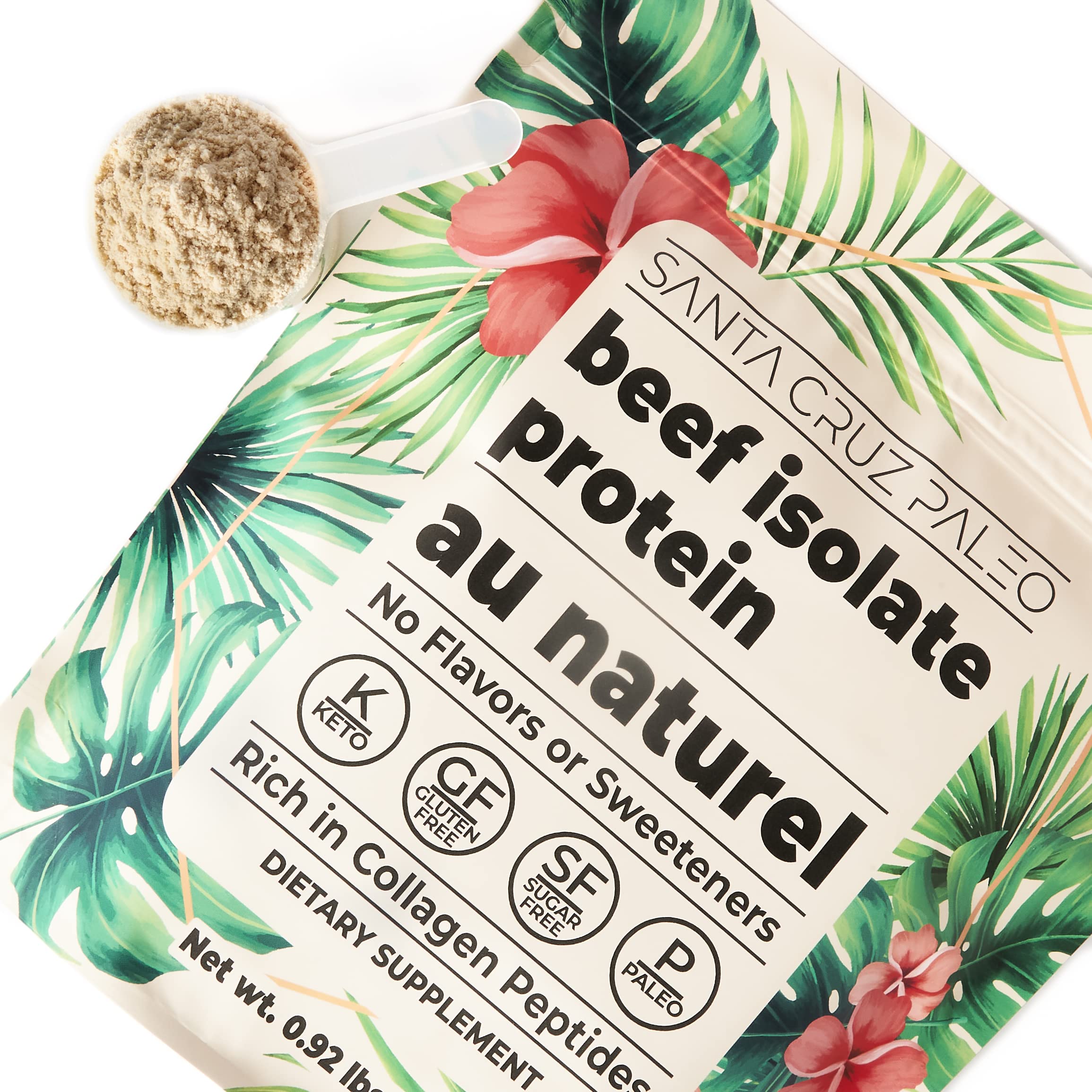 Santa Cruz Paleo beef isolate keto and paleo friendly label