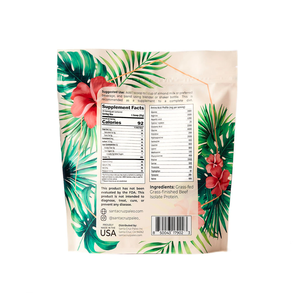 Santa Cruz Paleo beef isolate in oats for breakfast boost