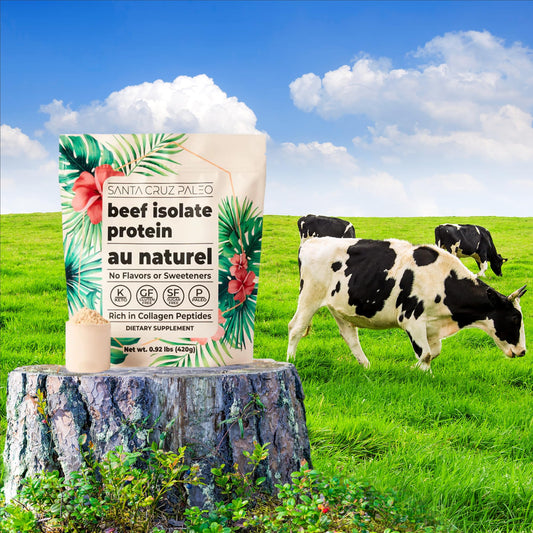 Santa Cruz Paleo beef isolate scoop included for accurate dosing