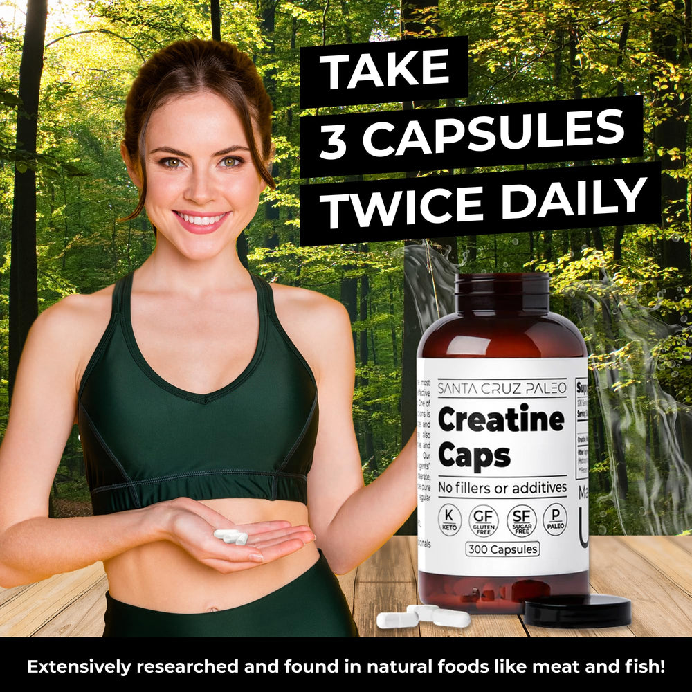 Gym scene with Santa Cruz Paleo Creatine Capsules for performance support