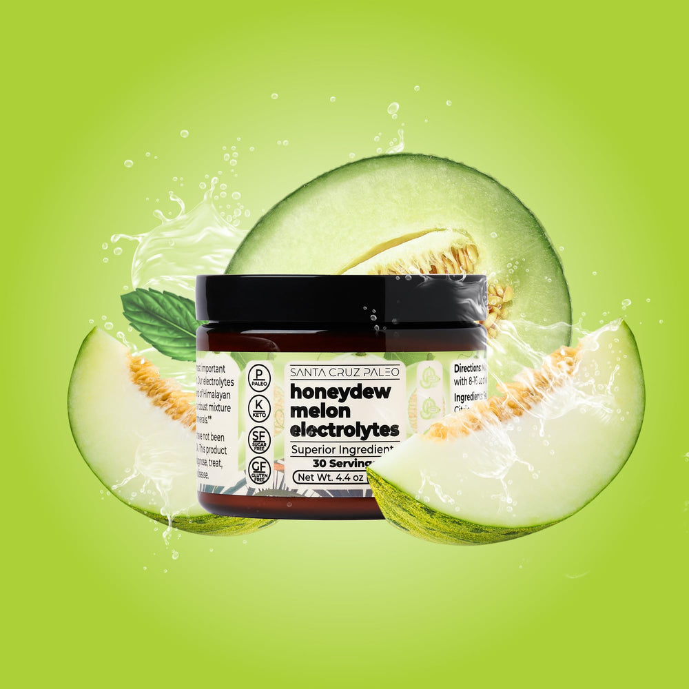 Honeydew Melon electrolyte powder scoop ready to mix for hydration.