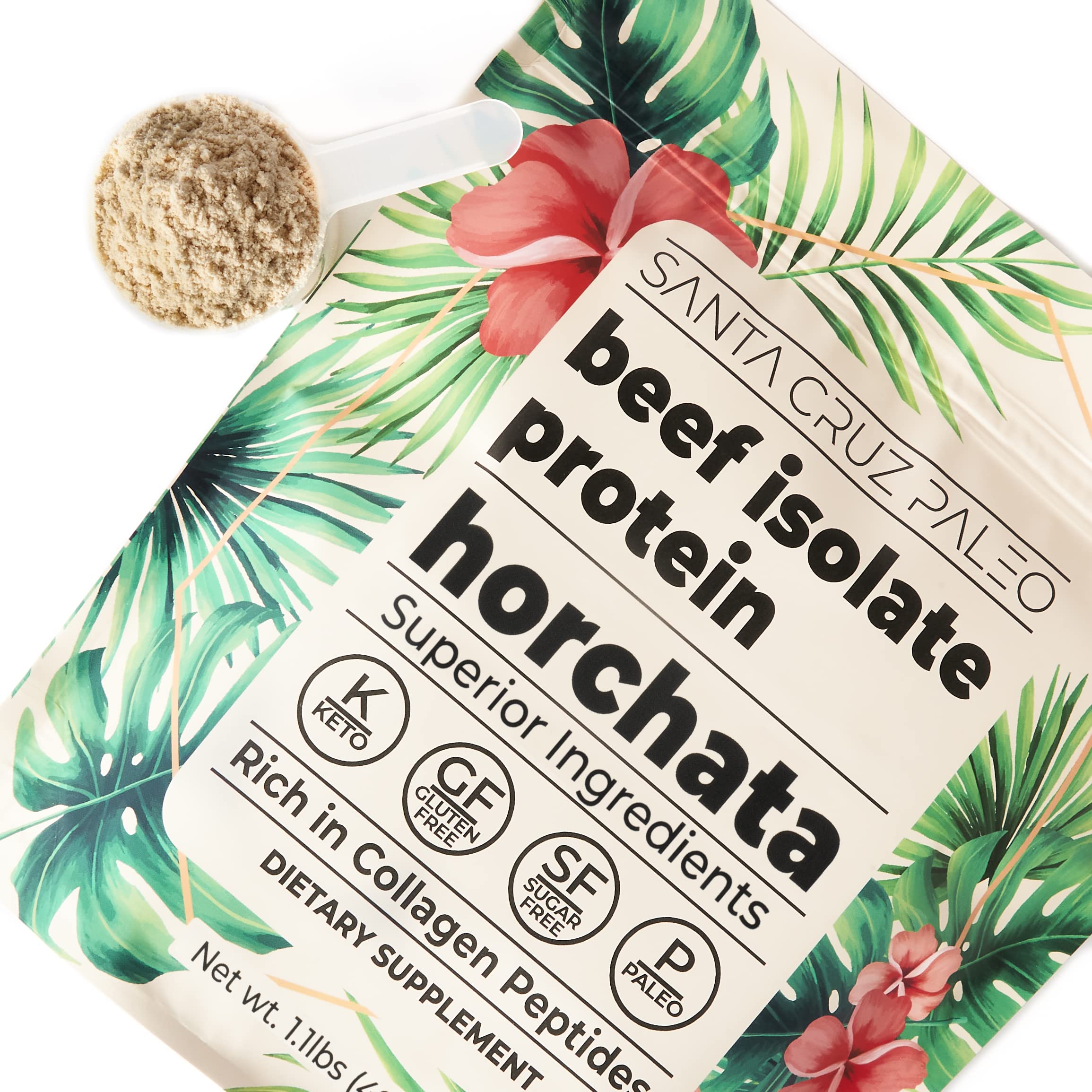 Santa Cruz Paleo horchata beef isolate powder stirred into coffee for protein