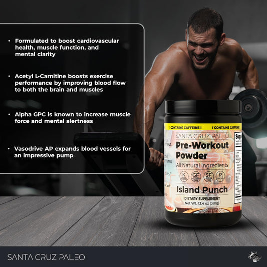 Santa Cruz Paleo Island Punch scoop blending into water for sugar-free energy