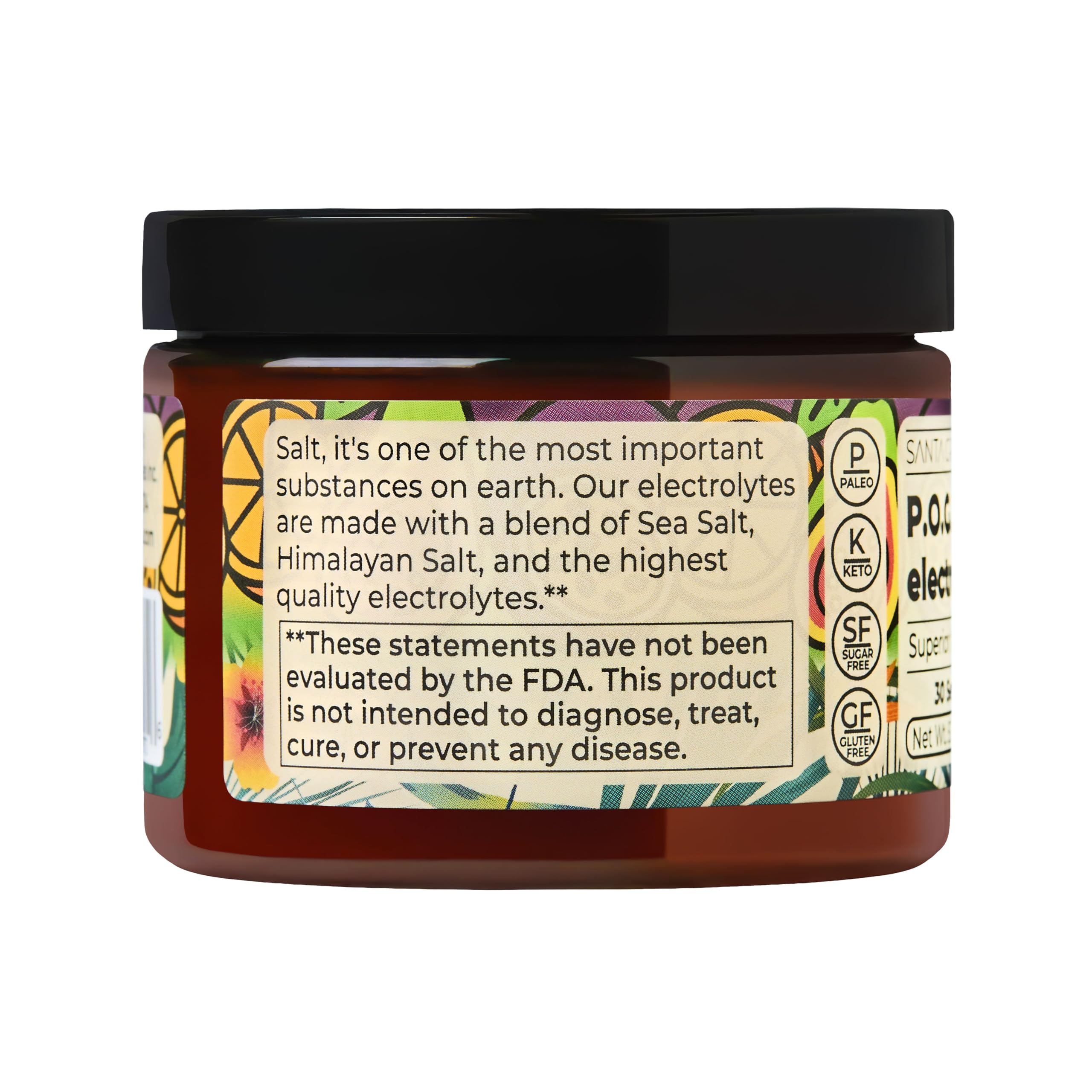 Santa Cruz Paleo P.O.G. magnesium and potassium highlight supplement-friendly hydration.