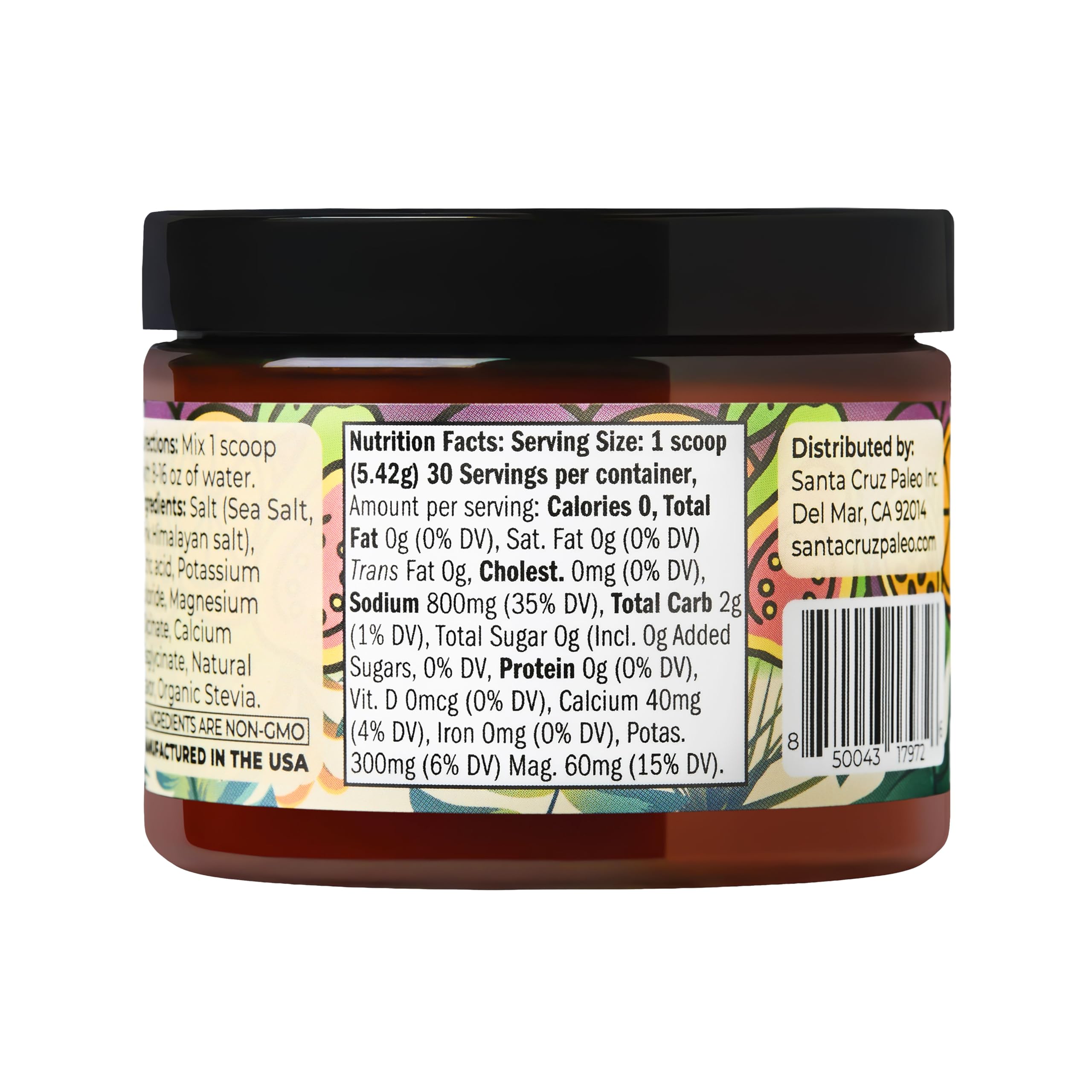 Santa Cruz Paleo P.O.G. tub label emphasizes no sugar or fillers.