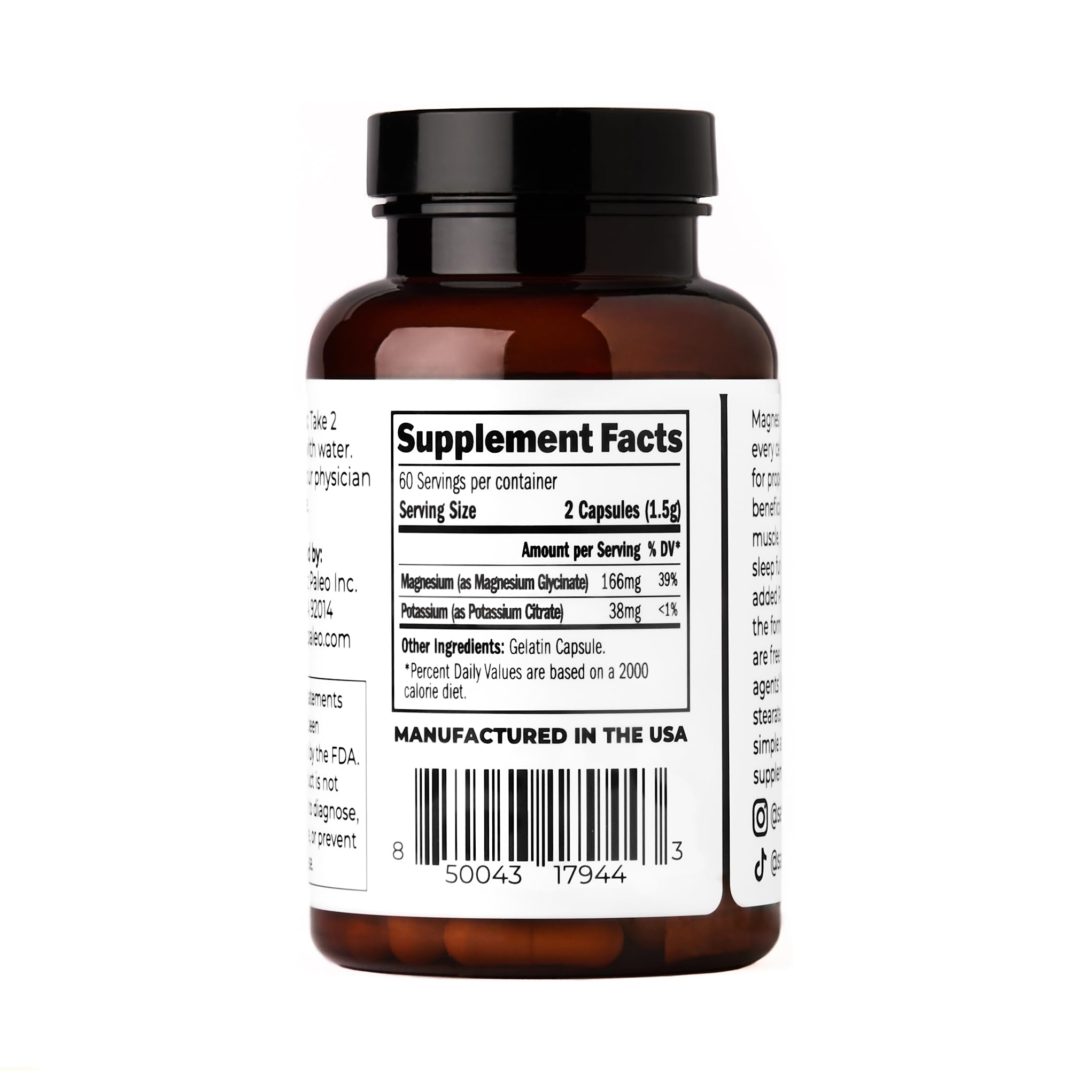 Santa Cruz Paleo bottle with nutrition facts and potassium citrate detail.