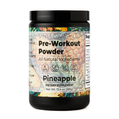 Santa Cruz Paleo pre workout powder bottle showcasing Pineapple flavor for clean, flavorful hydration.