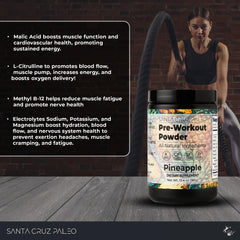 Santa Cruz Paleo pre workout powder scoop ready for mixing into water.