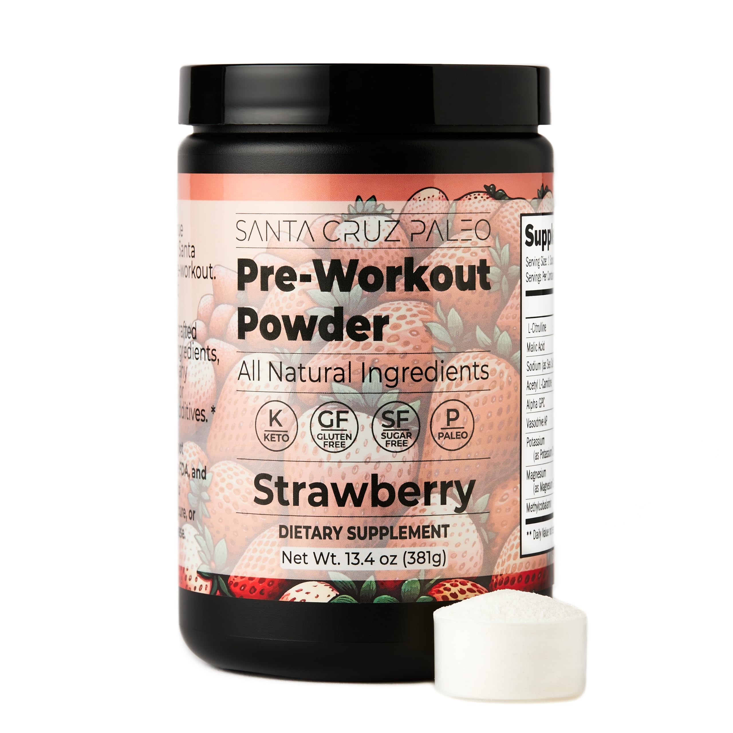 Santa Cruz Paleo sugar-free strawberry powder showcasing clean flavor.