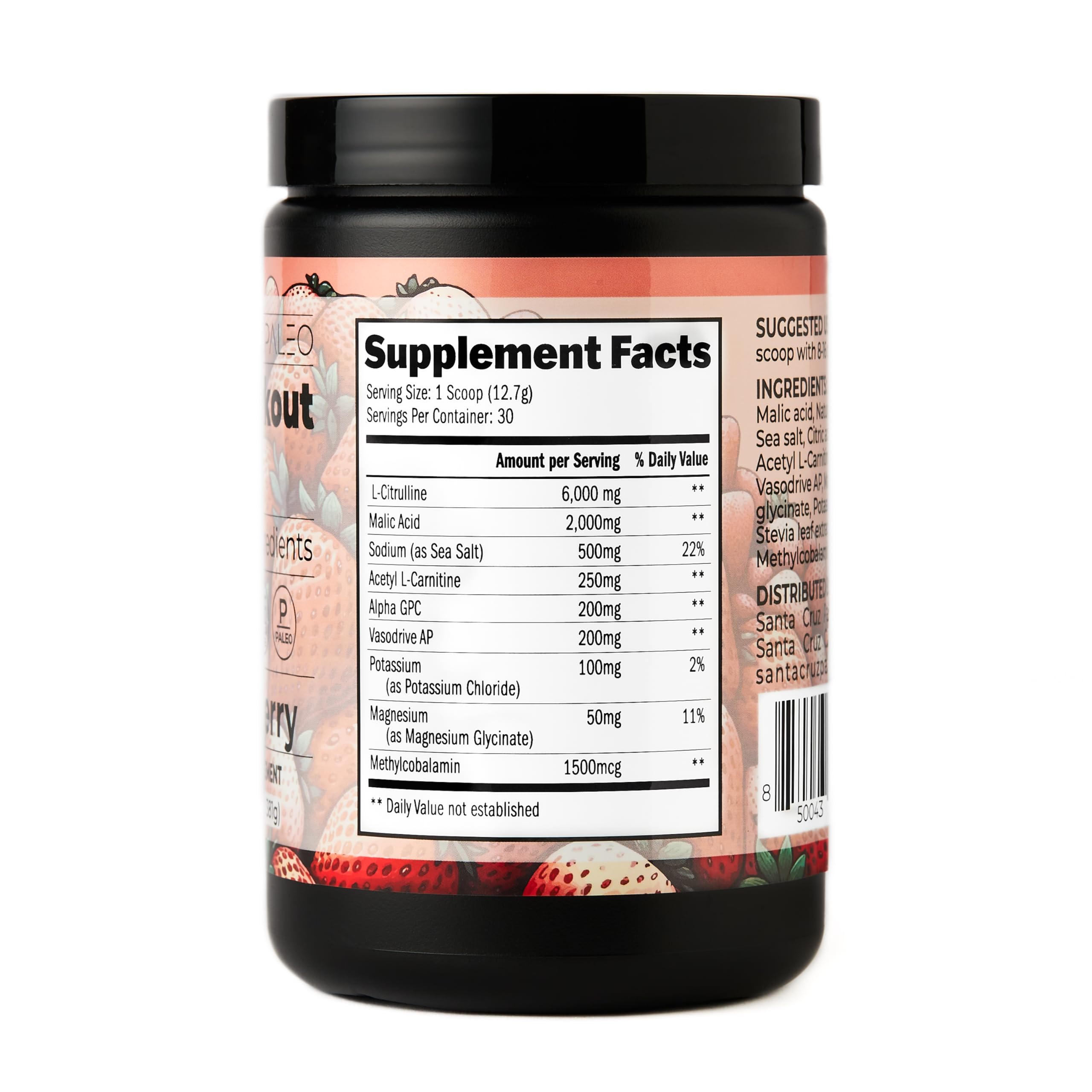 Santa Cruz Paleo Vasodrive AP close-up highlighting vascular-friendly ingredients.