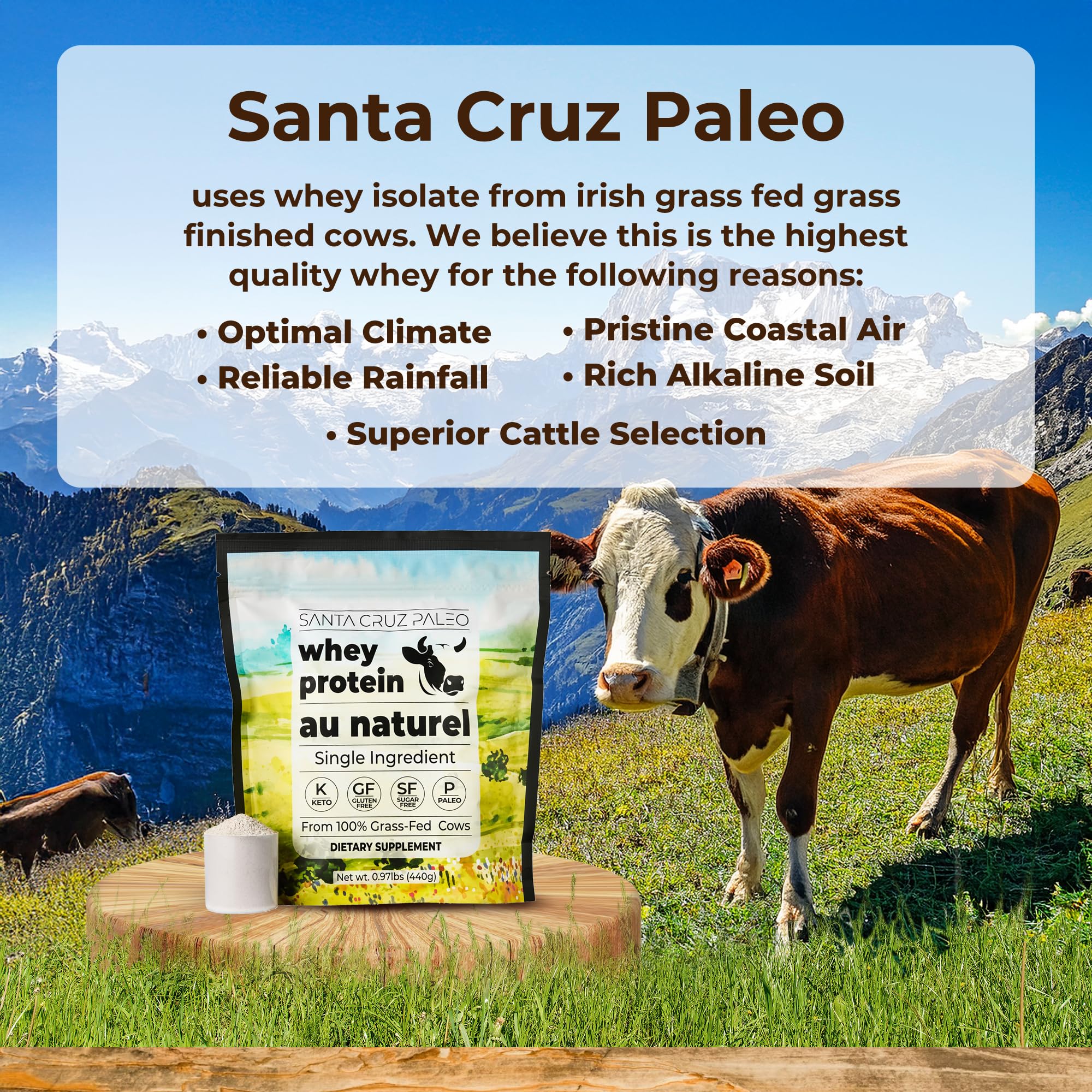 Santa Cruz Paleo Whey ingredients label emphasizes absence of artificial additives