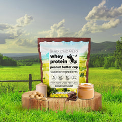 Santa Cruz Paleo whey protein peanut butter cup label emphasizes gluten free and keto friendly
