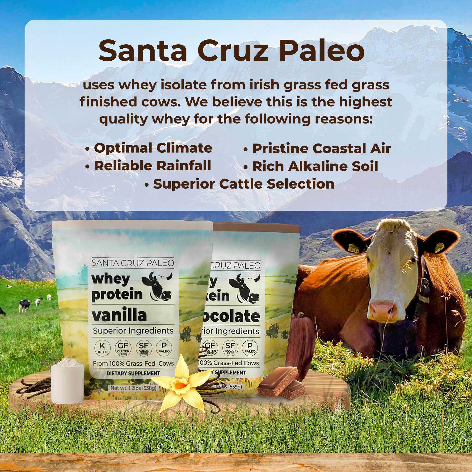 Santa Cruz Paleo whey vanilla shake pouring for a creamy texture.