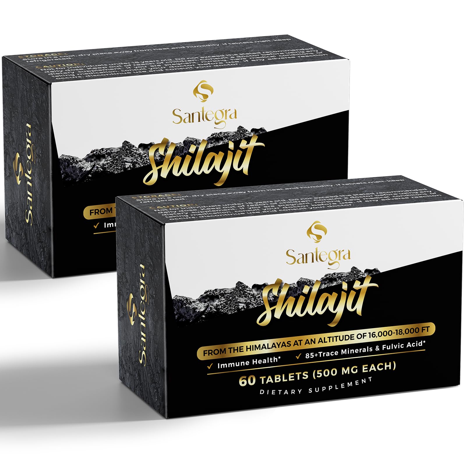 Santegra Shilajit tablets in a bottle for convenient daily use