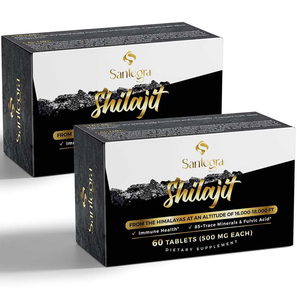 Santegra Shilajit tablets in a bottle for convenient daily use