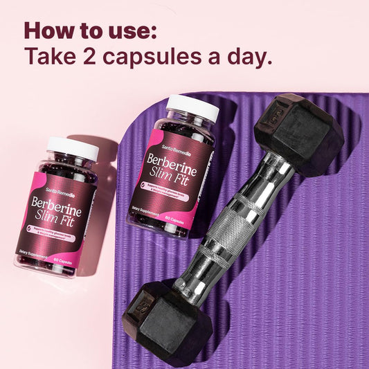 Santo Remedio Berberine capsules pouring for easy daily routine.
