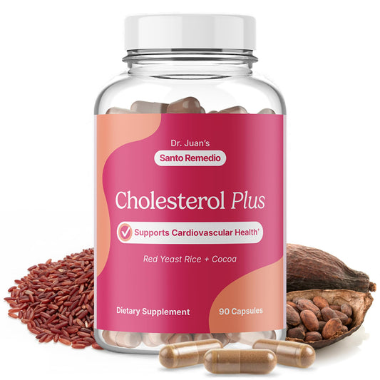Santo Remedio Cholesterol Plus bottle front ready for daily heart support