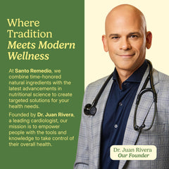 Daily-use ritual with Santo Remedio Colon Plus beside a healthy meal
