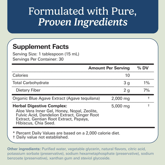 Santo Remedio Digestion Plus bottle label closeup reveals passionfruit flavor and vegan formula