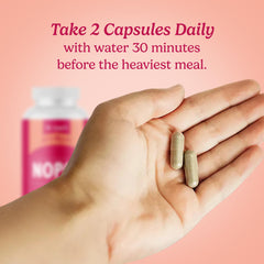 Santo Remedio Nopal serving size graphic emphasizing dosage guidance