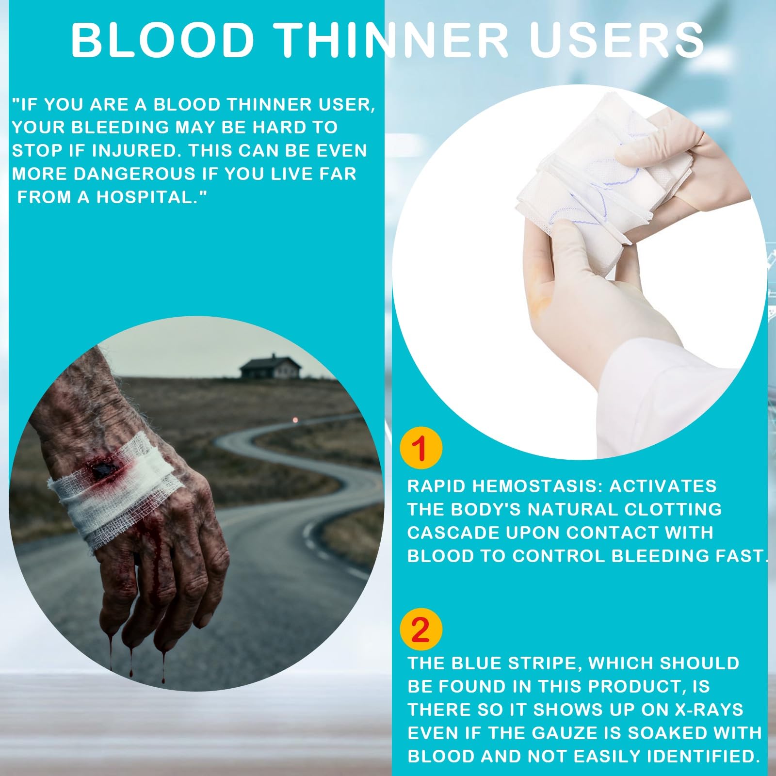 Sapbontchi Quick Clot Gauze roll in hand for field use