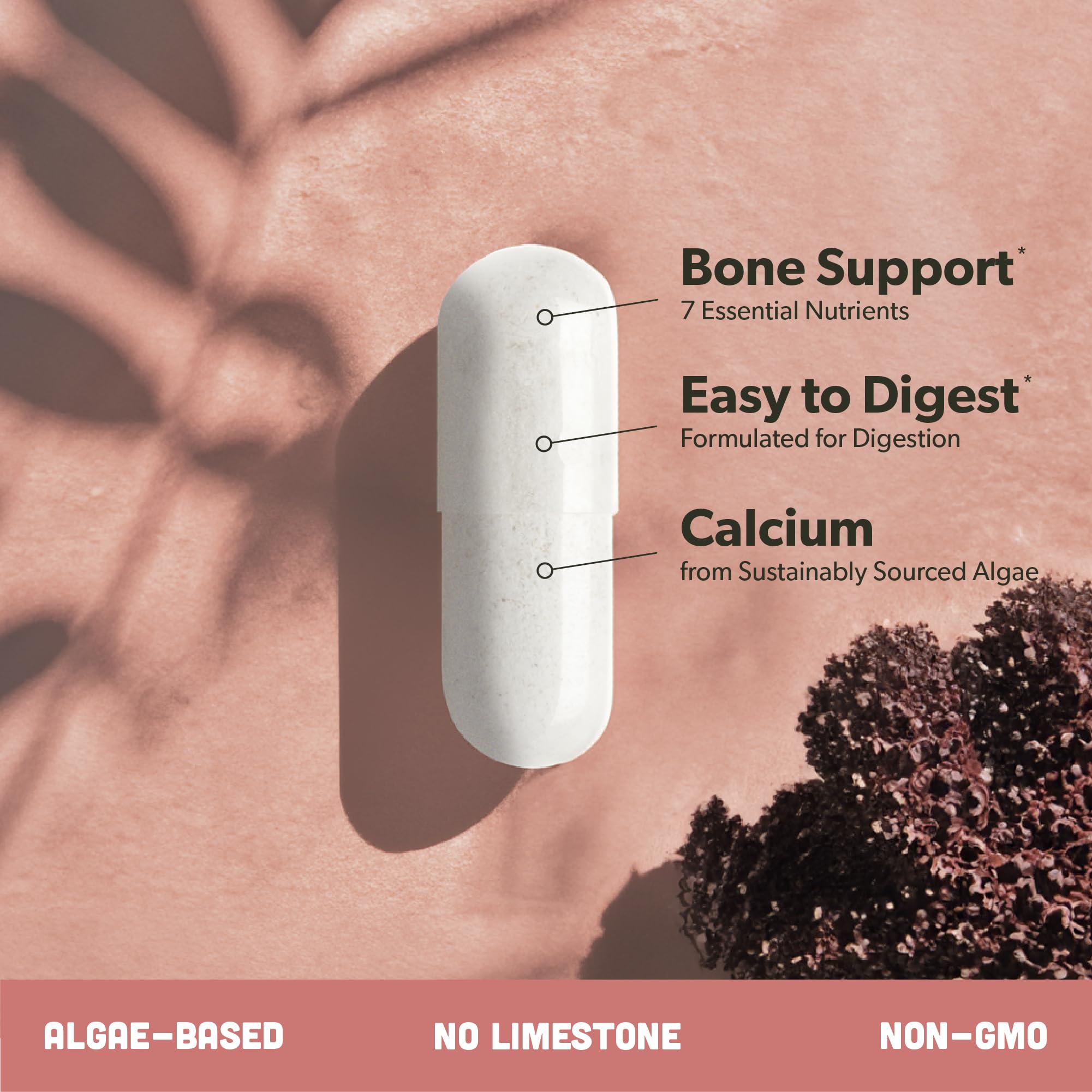 Sapling Calcium capsules inside bottle illustrate elemental calcium source