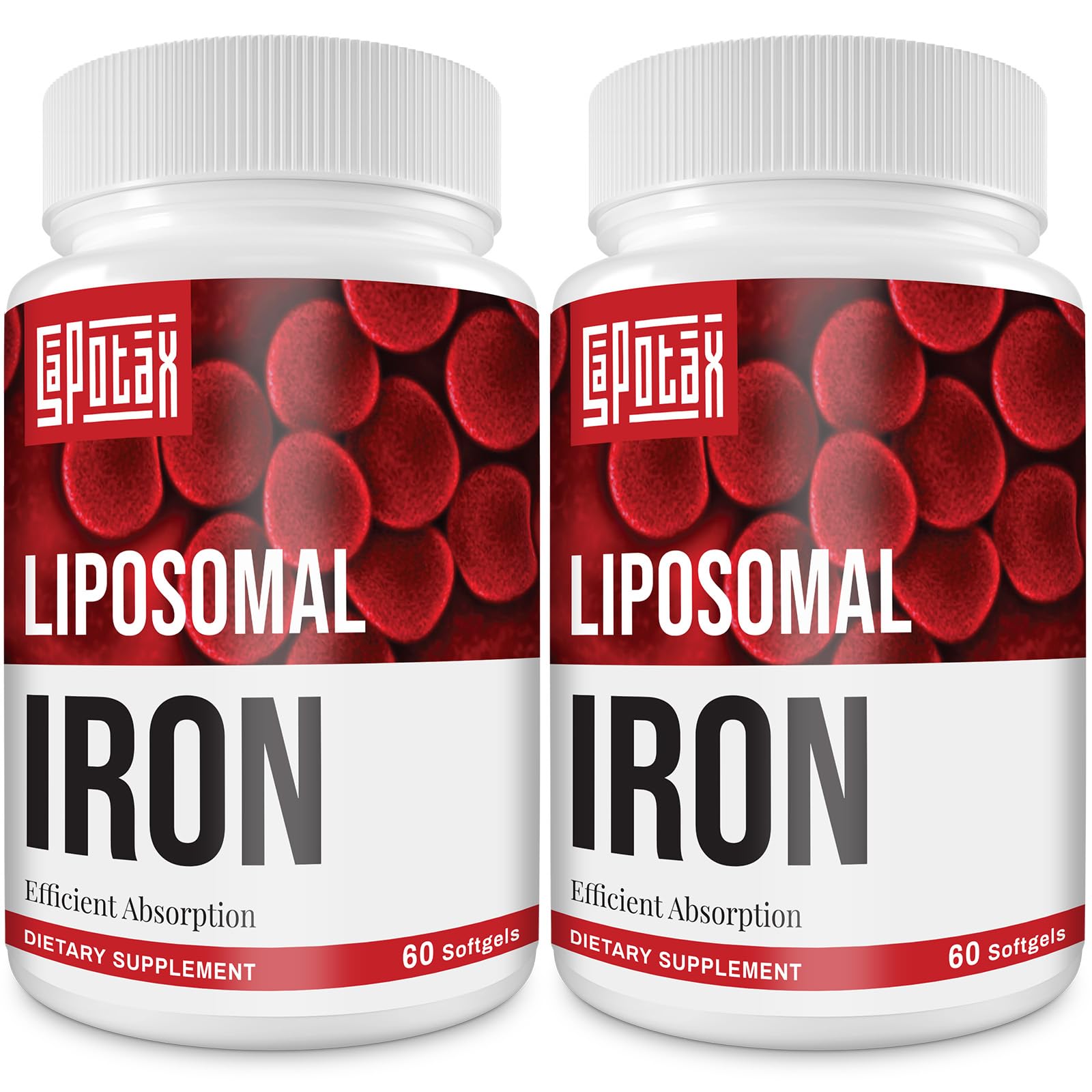 Sapotax Liposomal Fe softgels bottle for easy daily iron intake.