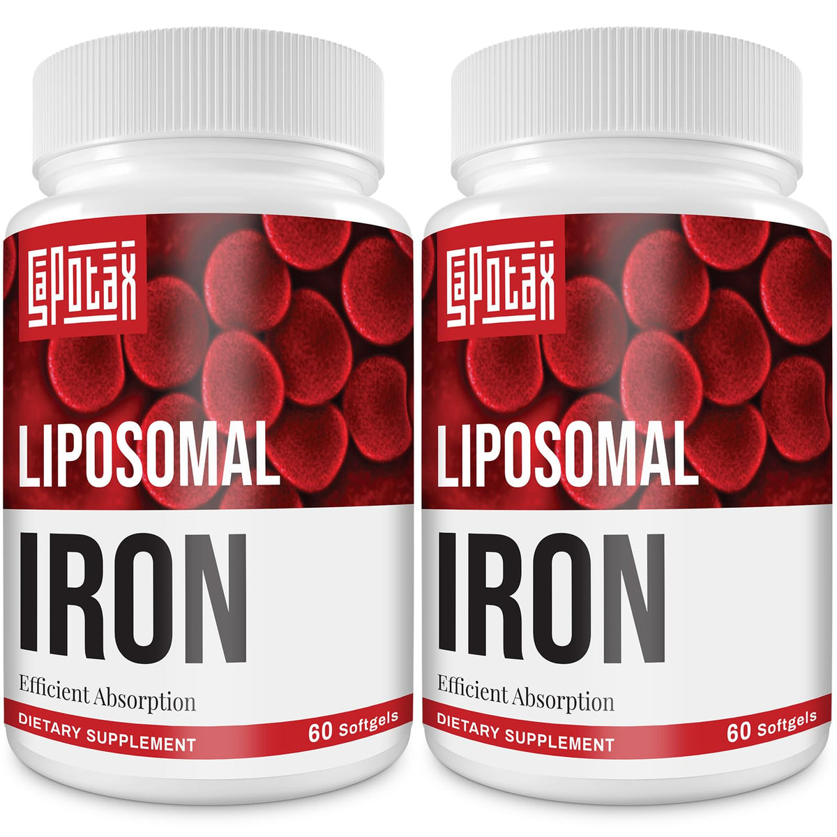 Sapotax Liposomal Fe softgels bottle for easy daily iron intake.