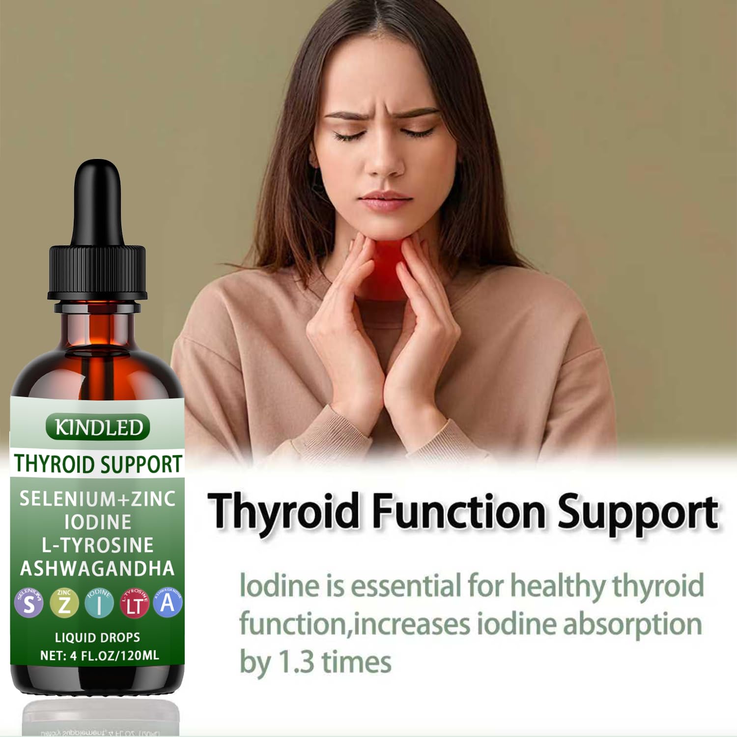 Sapurais Kindled Thyroid Drops droplets showing liquid form for quick intake.