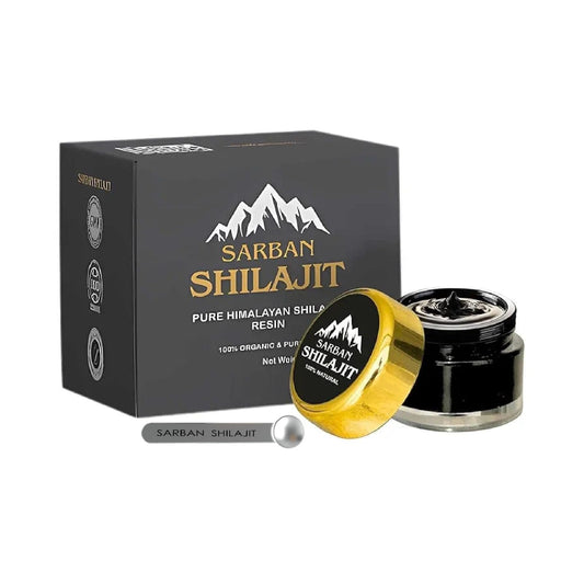 Sarban Shilajit bottle showcases gold-grade resin for daily energy support