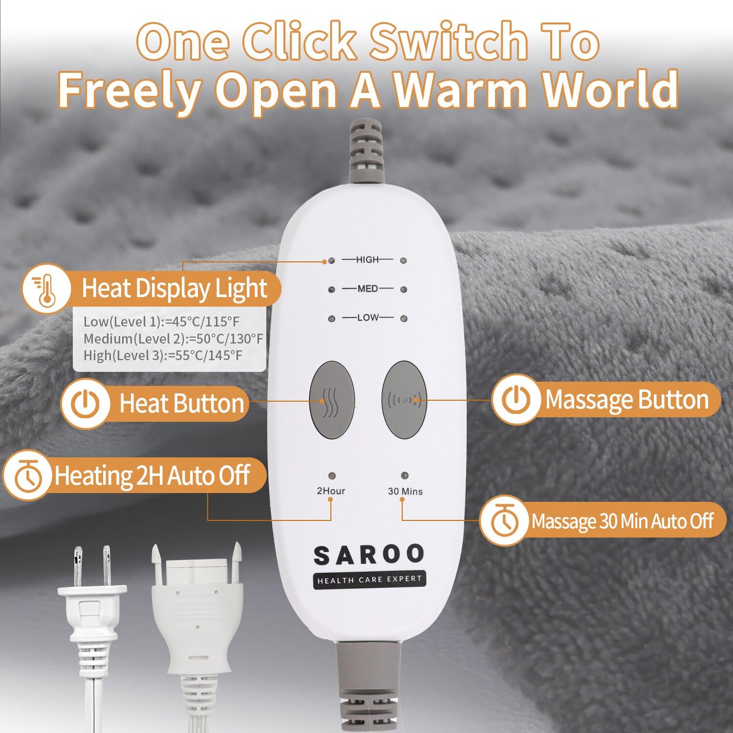 SAROO heating pad mist-therapy option for deeper warmth