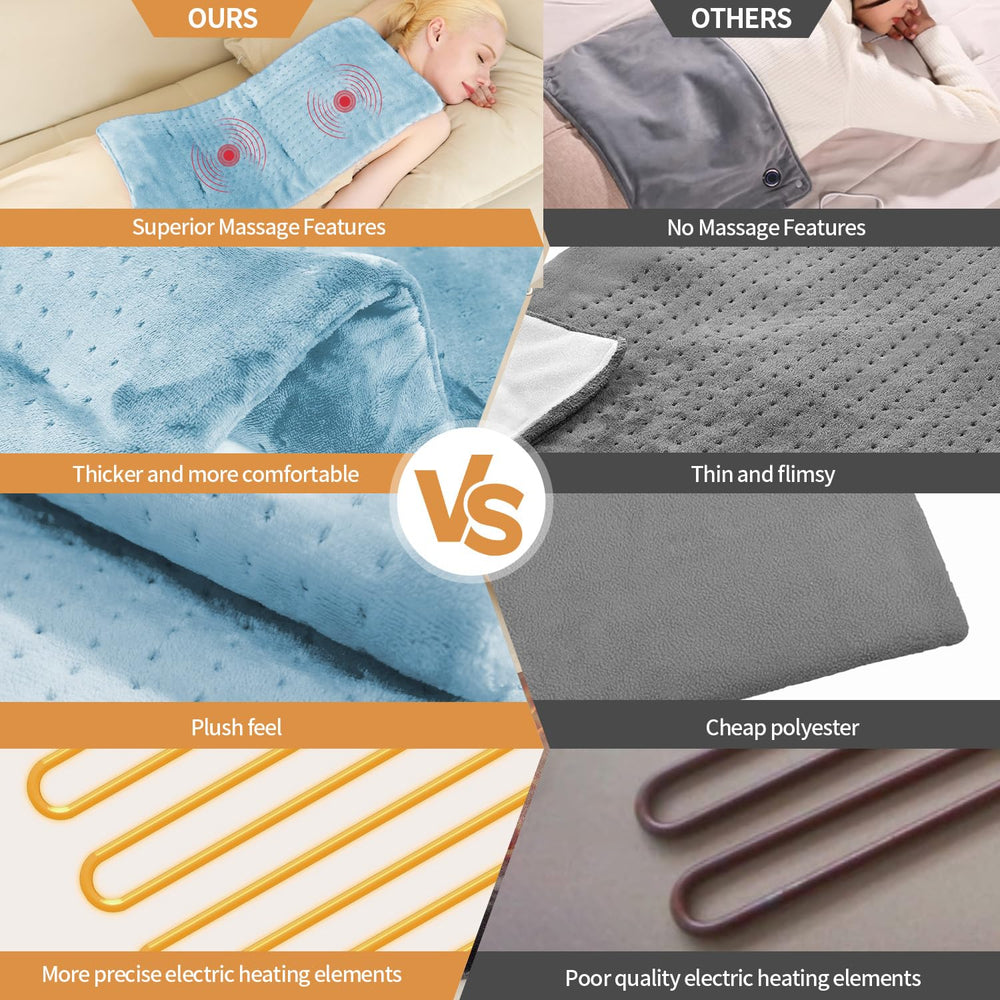 SAROO heating pad has a ten-foot cord for flexible home use.