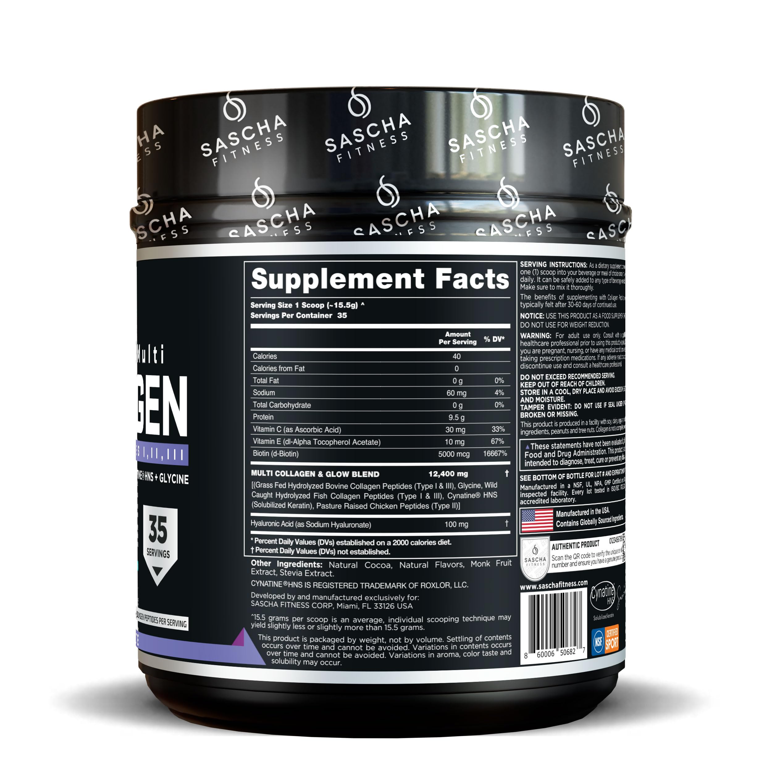SASCHA FITNESS collagen powder pouring into glass for easy daily use