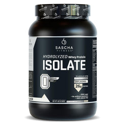 SASCHA FITNESS Hydrolyzed Whey Protein Isolate bottle supports fast absorption for post-workout recovery
