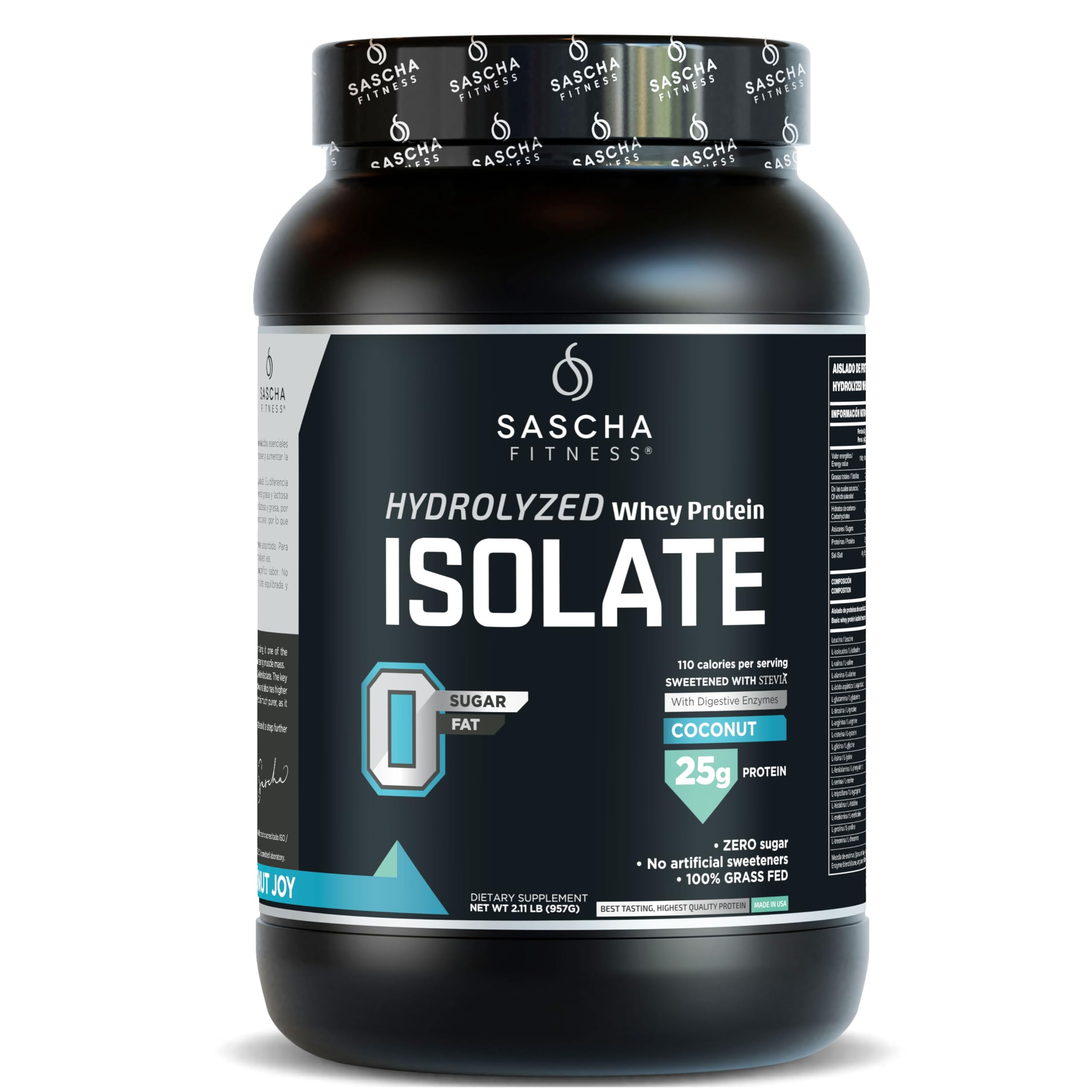 SASCHA FITNESS hydrolyzed whey protein isolate coconut tub for fast-absorbing protein