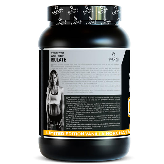 SASCHA FITNESS Vanilla Horchata protein scoop with shaker for quick post-workout fuel