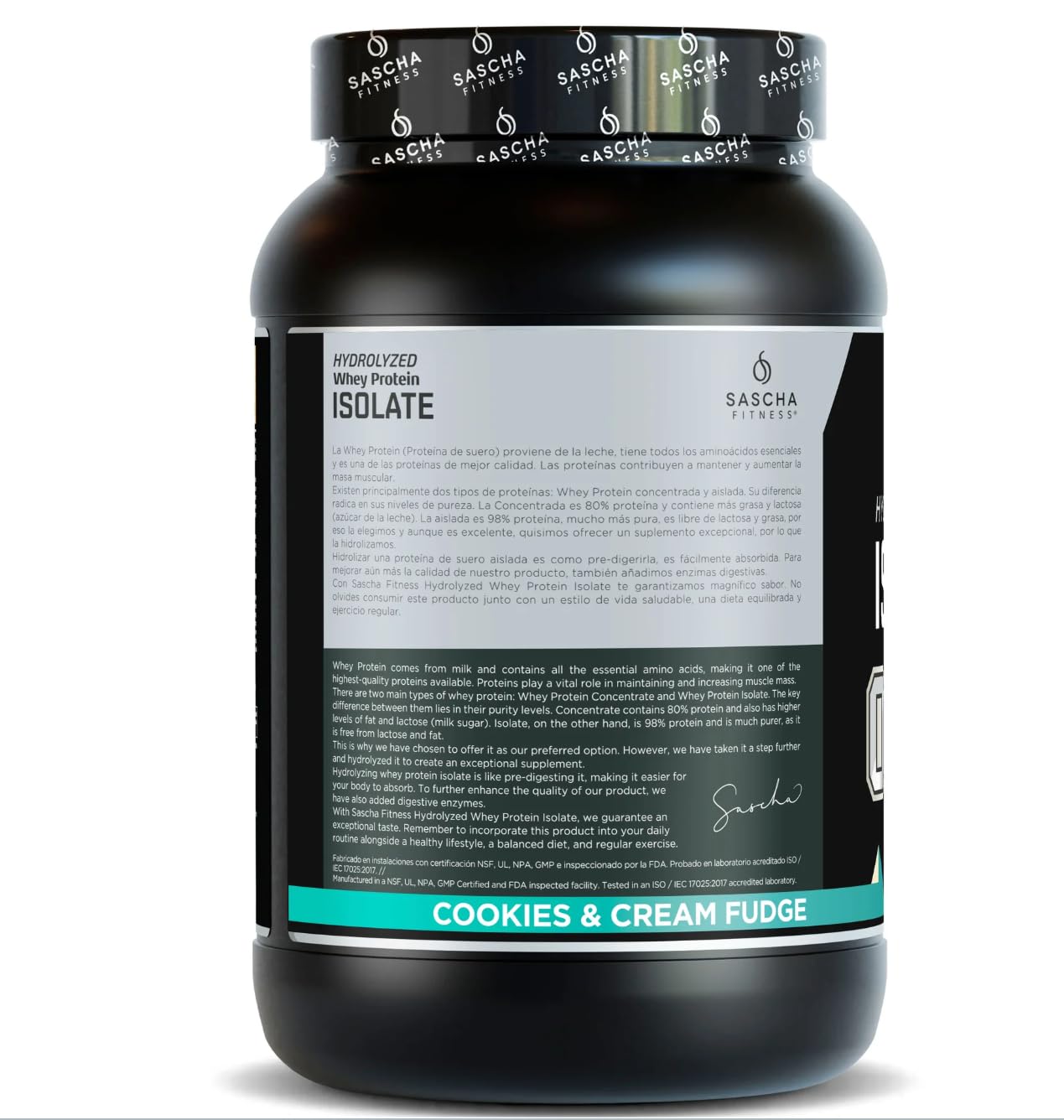 SASCHA FITNESS protein shake in glass with Cookies & Cream flavor for post-workout recovery