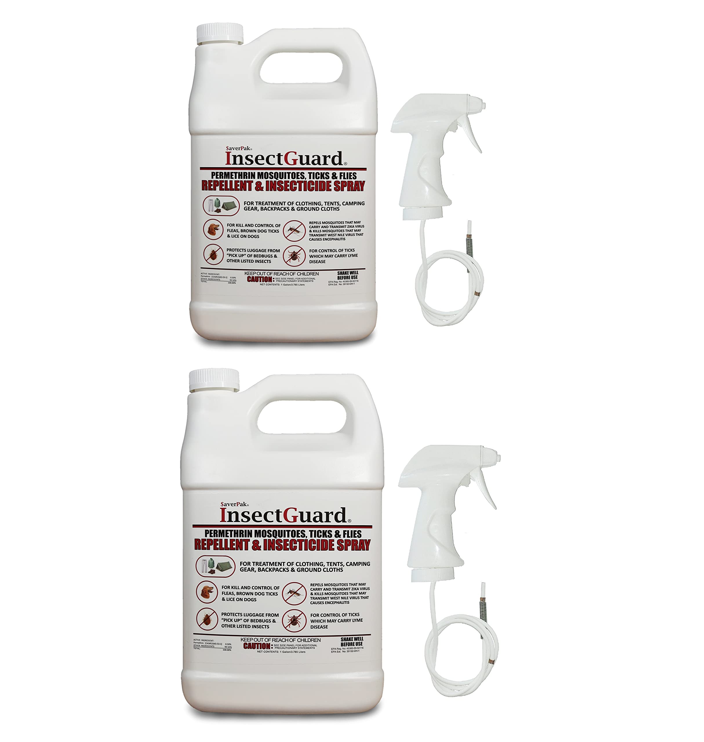 InsectGuard spray bottle front view for ready-to-use protection on outdoor wear.