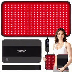 SAVILER 24x13.8-inch red light pad front view showing broad coverage and design.