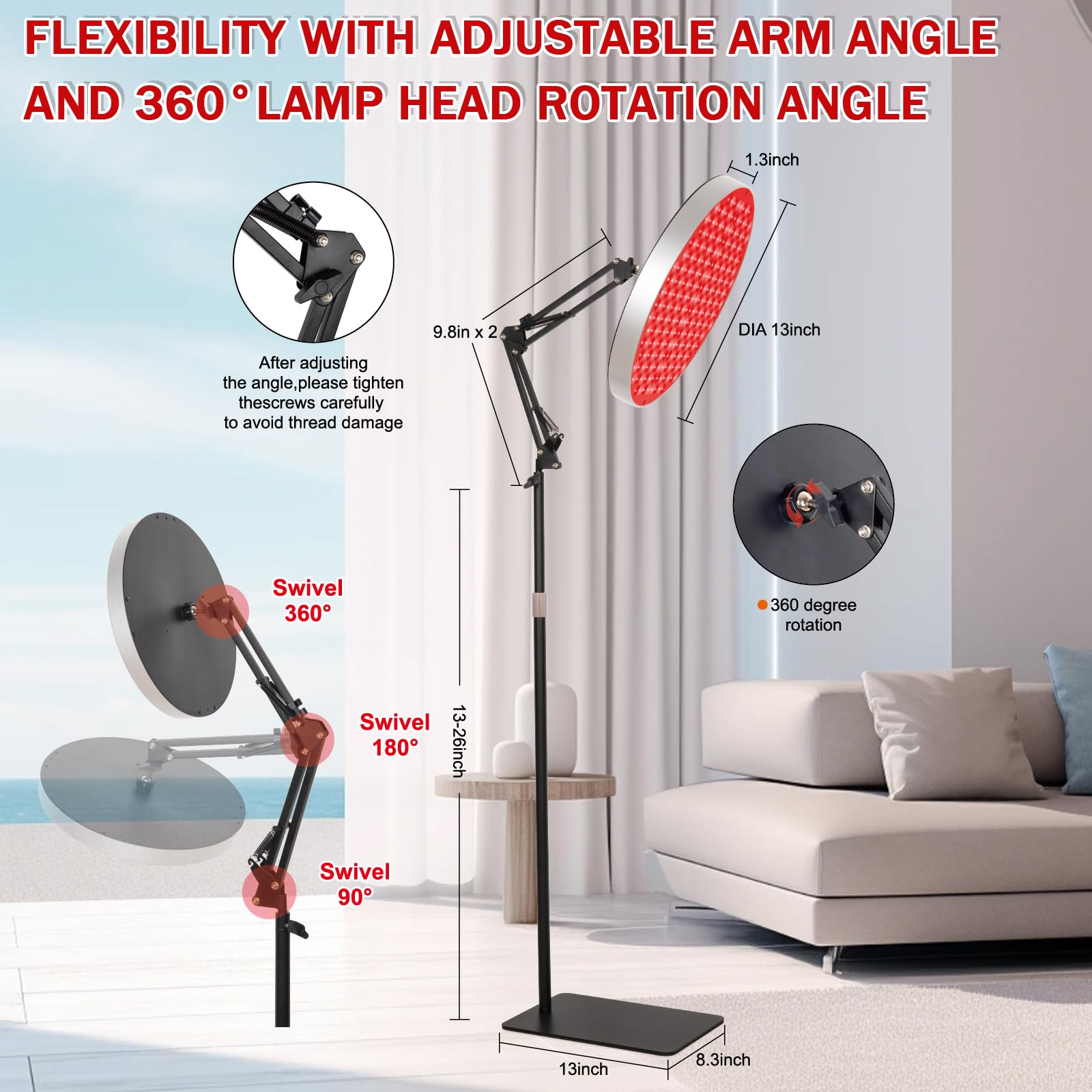 SAVILER lamp head rotated 180 degrees for flexible positioning