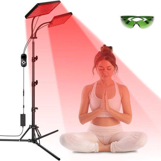 Saviler red-light therapy lamp with stand for versatile at-home sessions.